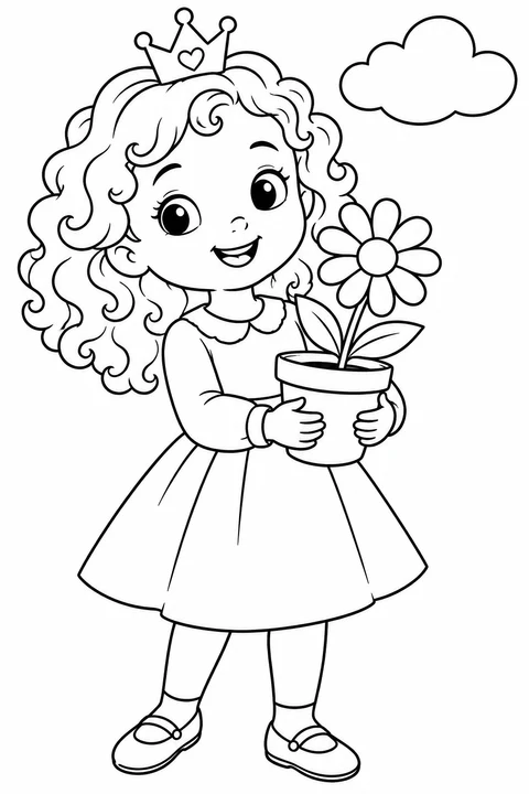 Princess with a Daisy Pot