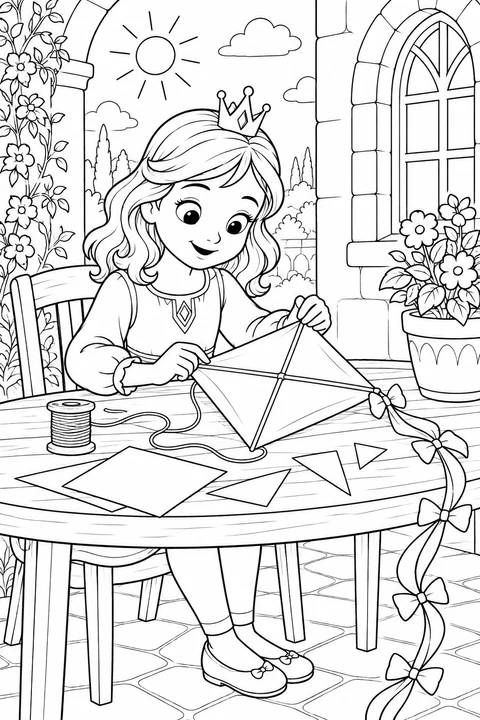 Princess Making Paper Kites