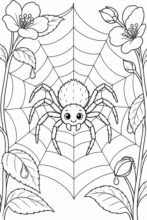 Spider in a Flower-Garden Web