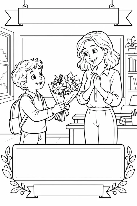 A boy's flowers for his teacher