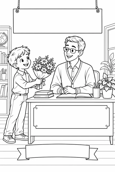 Flowers from a boy for his teacher