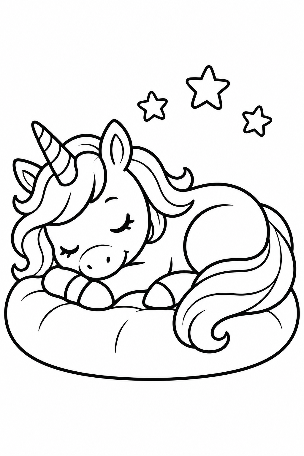 Licorne endormie sur un coussin