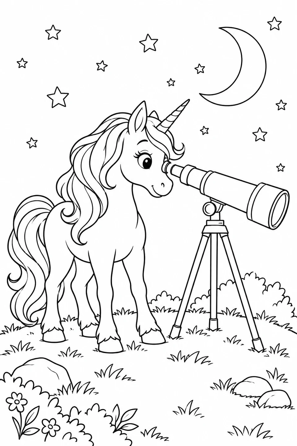 Unicorn Beside a Telescope
