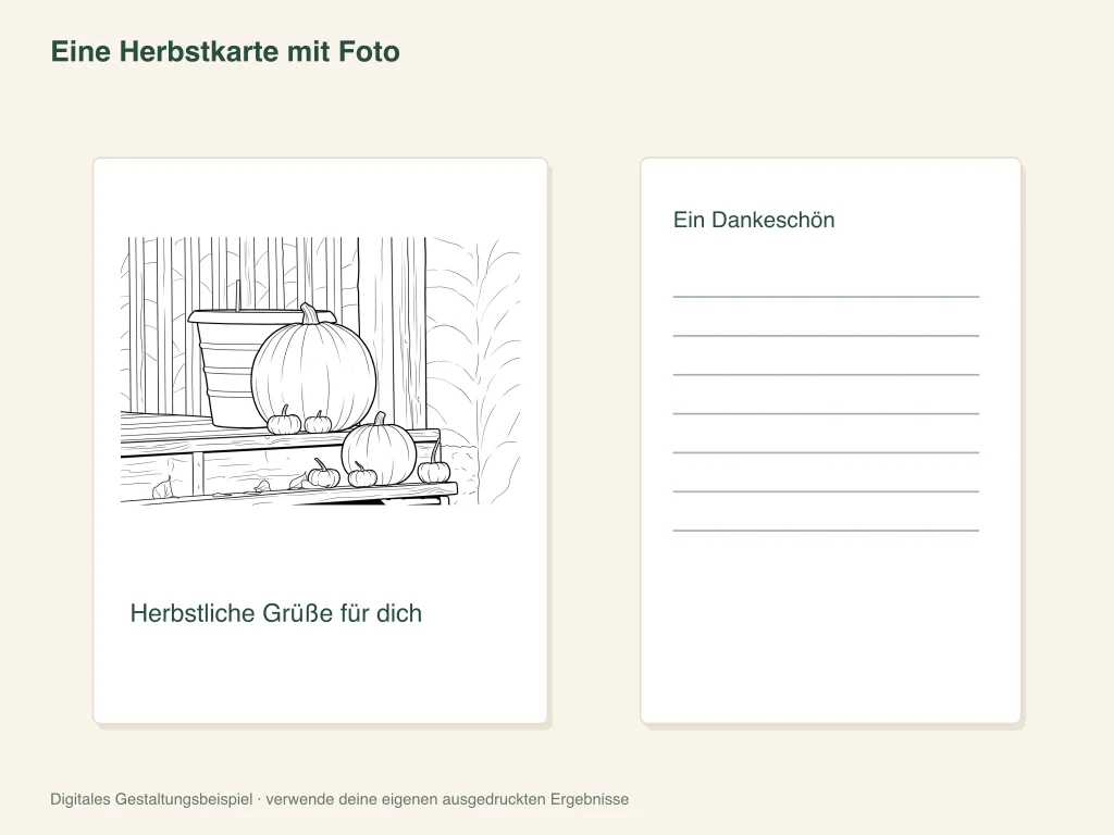 Eine herbstliche Fotogrußkarte: Aktivitätslayout auf Papier