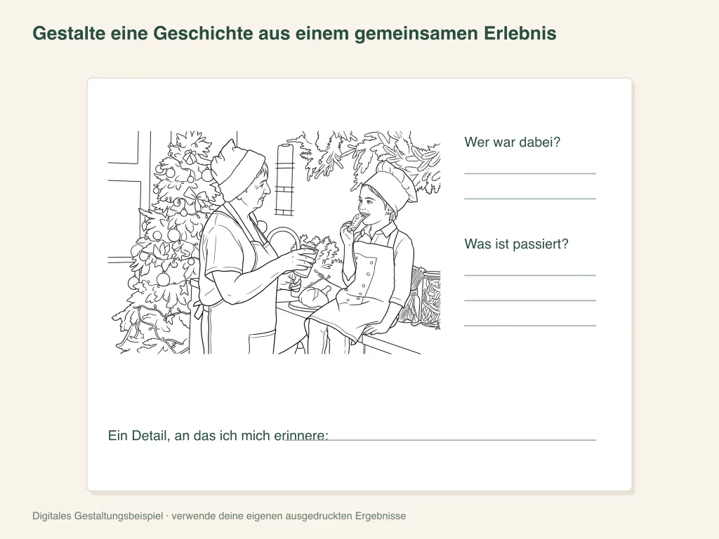 Papierlayout, das einen gemeinsamen Moment mit einer Erinnerung verbindet