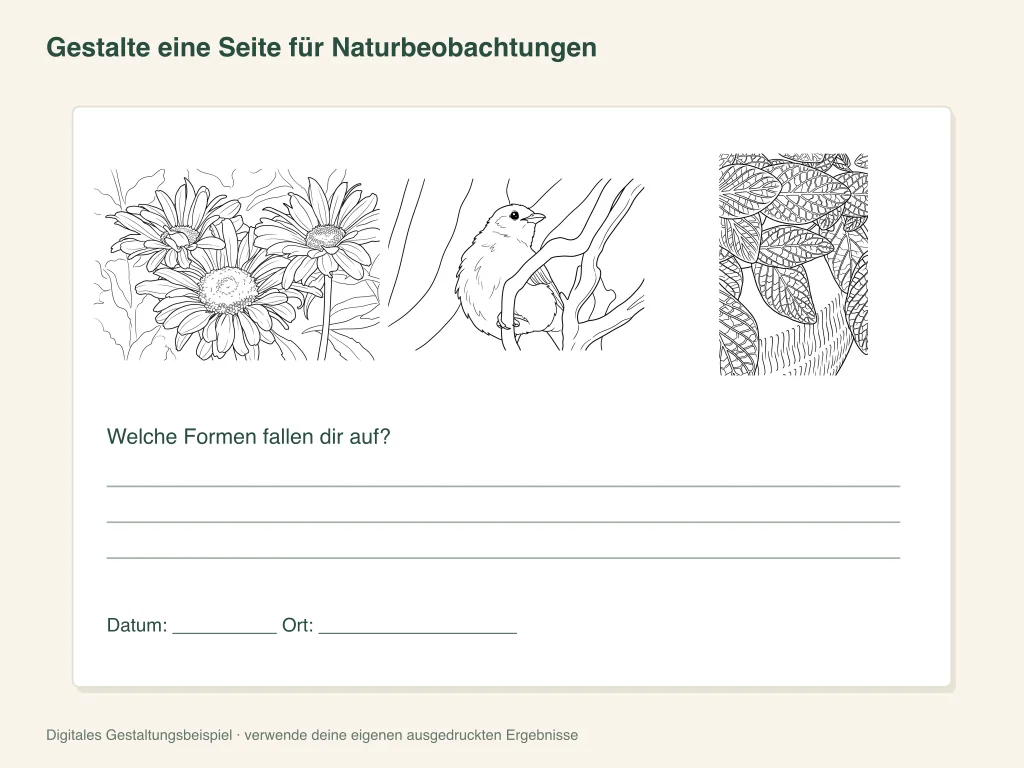 Eine Naturbeobachtungsseite: Vorlage für die Papieraktivität