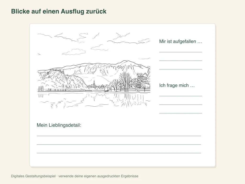 Ein Rückblick auf einen Schulausflug: Vorlage für die Papieraktivität