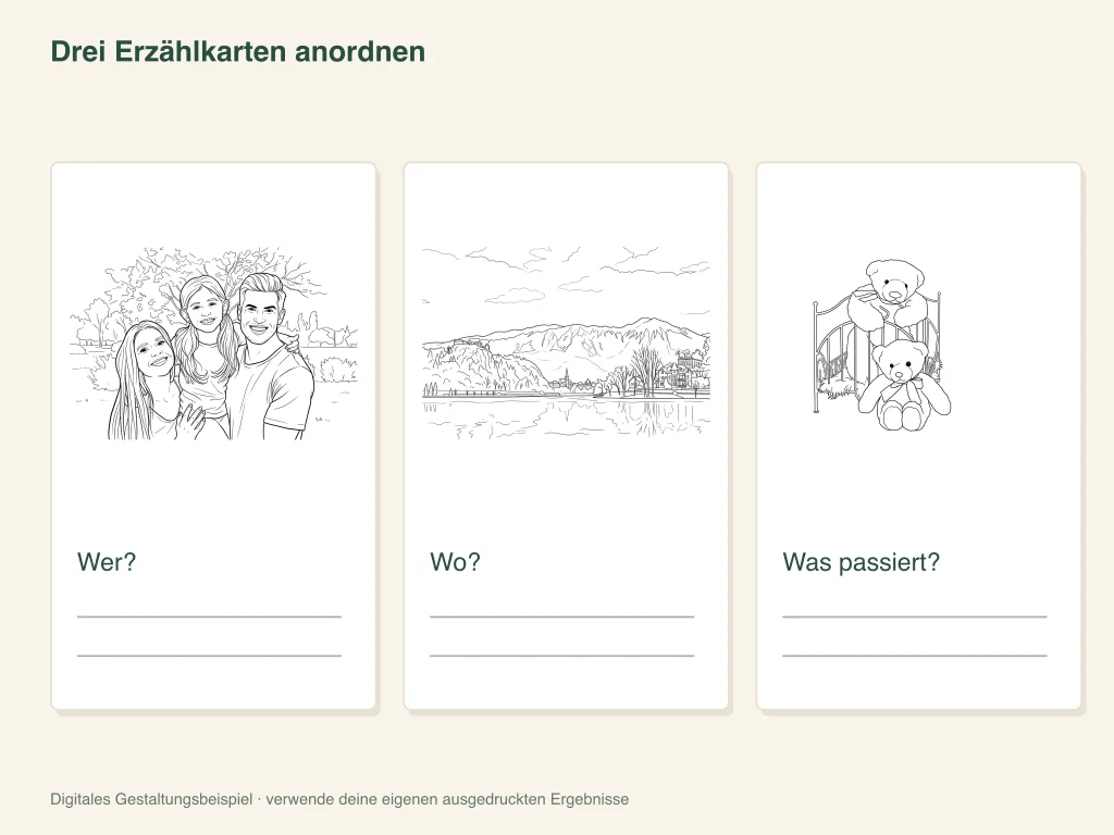Papieraktivität: drei Erzählkarten anordnen