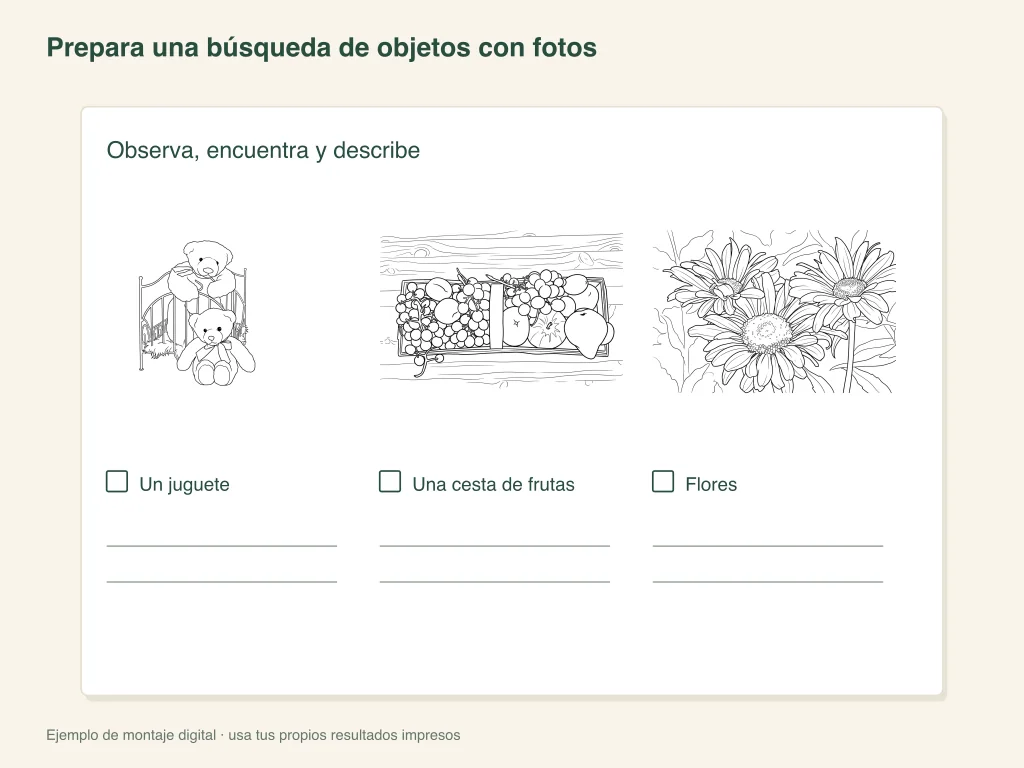 Una búsqueda de objetos con pistas fotográficas: distribución de la actividad en papel