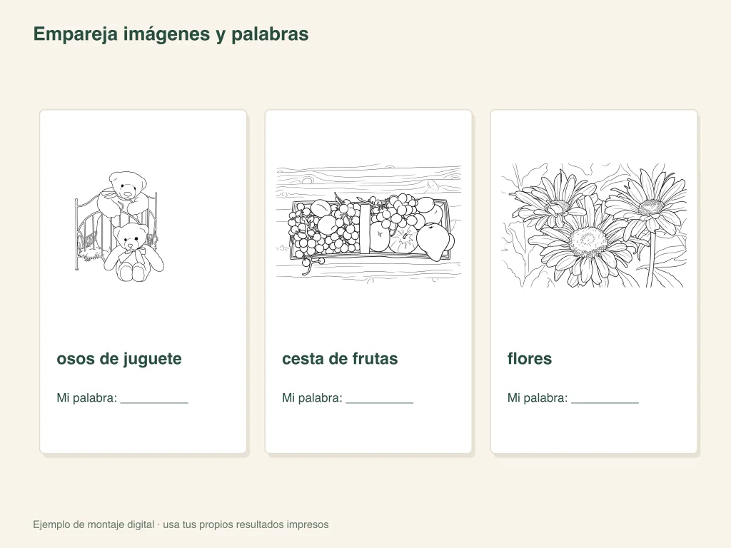 Emparejar imágenes con palabras: diseño de actividad en papel
