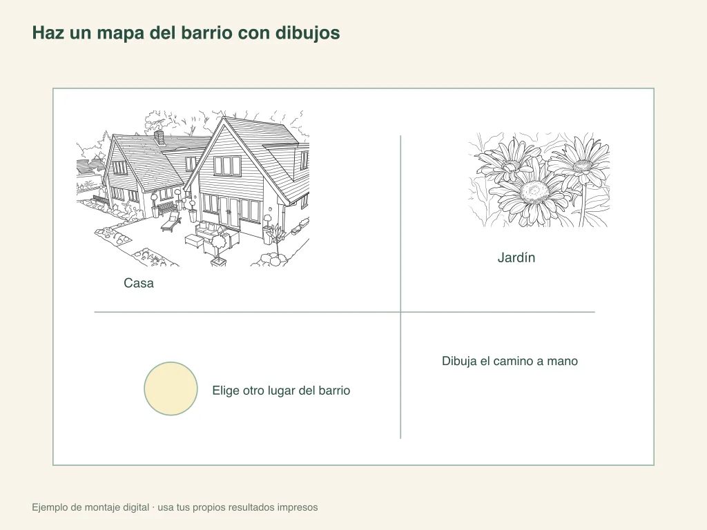 Organizar un mapa de imágenes del vecindario: diseño de actividad en papel