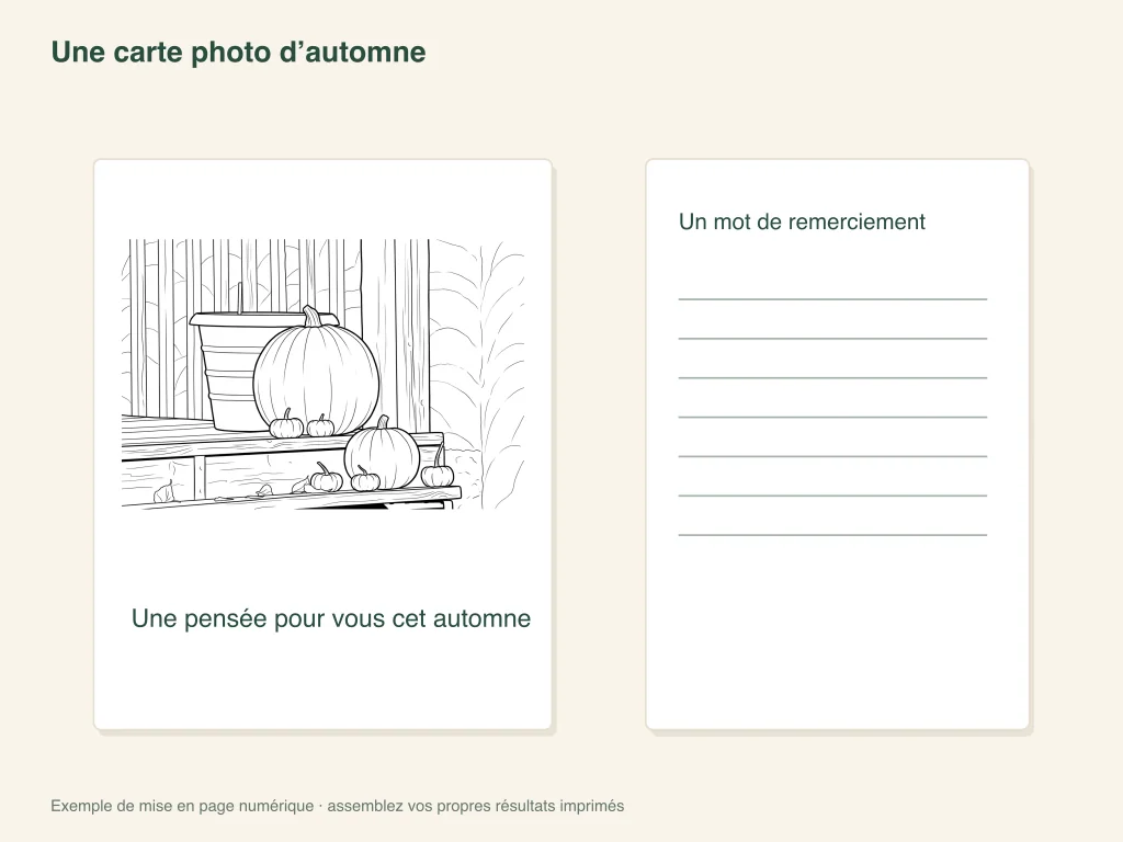 Une carte de vœux photo d'automne : mise en page d'une activité papier