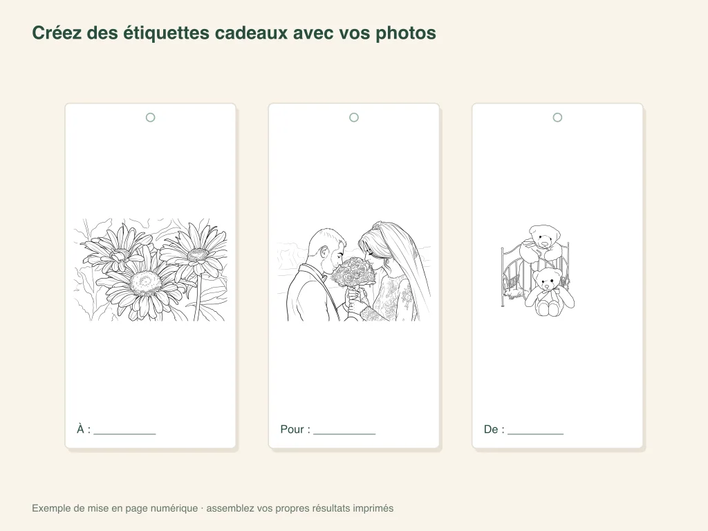 Créer un ensemble d'étiquettes cadeaux photo : mise en page d'activité papier