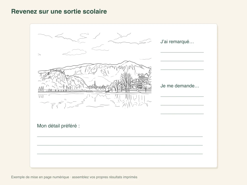 Un bilan de sortie scolaire : modèle de l’activité sur papier