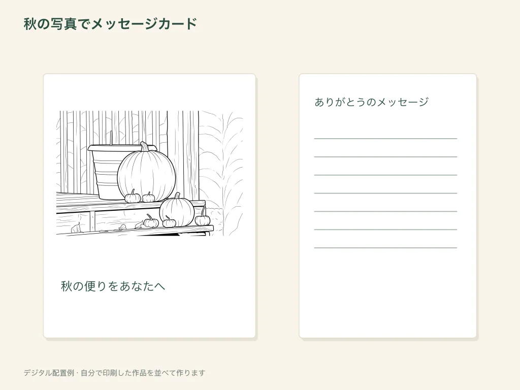 秋の写真を使ったカードの紙の活動例