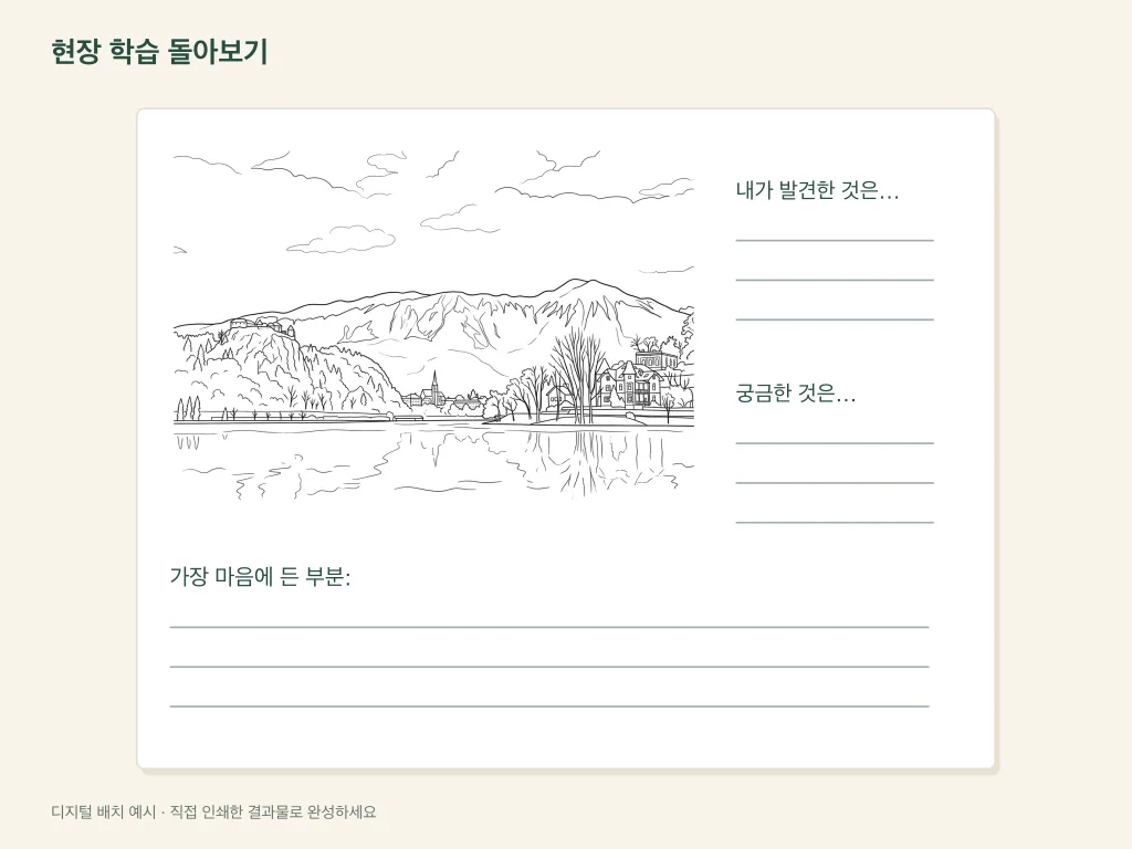 현장 학습을 돌아보는 종이 활동 구성 예시
