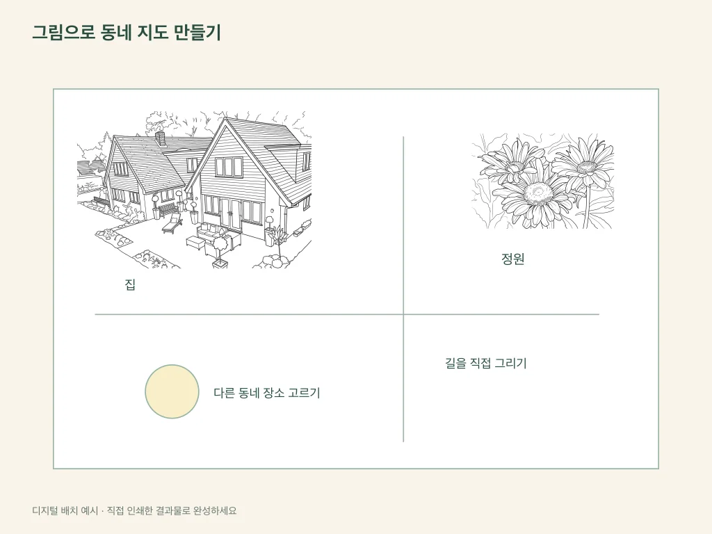 동네 그림 지도의 종이 활동 배치 예시