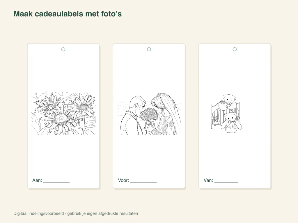 Maak een set fotocadeaukaartjes: lay-out voor papieren activiteiten