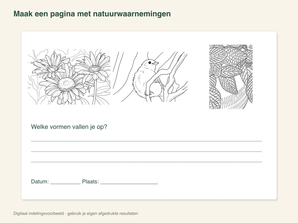 Een natuurpagina: voorbeeld voor de papieractiviteit