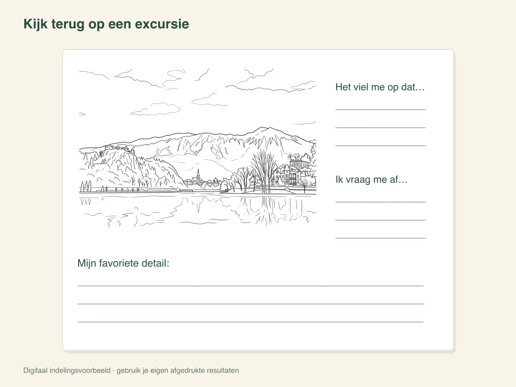Een terugblik op een schooluitje: voorbeeld voor de papieractiviteit