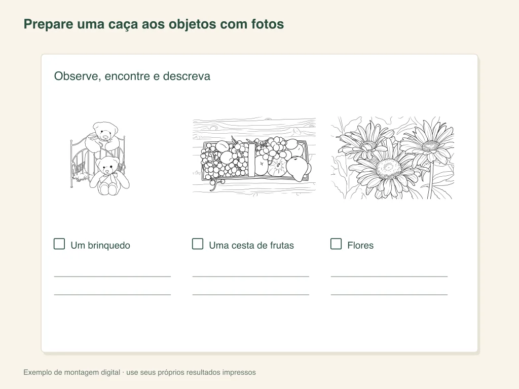 Uma caça a objetos com pistas de fotos: organização da atividade em papel