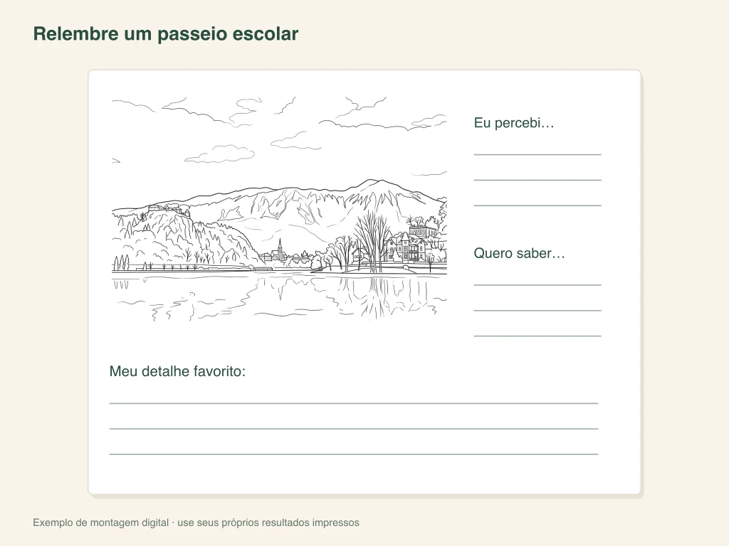 Um registro de reflexão sobre um passeio escolar: organização da atividade em papel