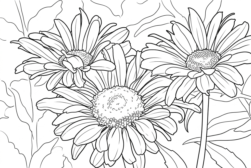 AI outlines of three flowers