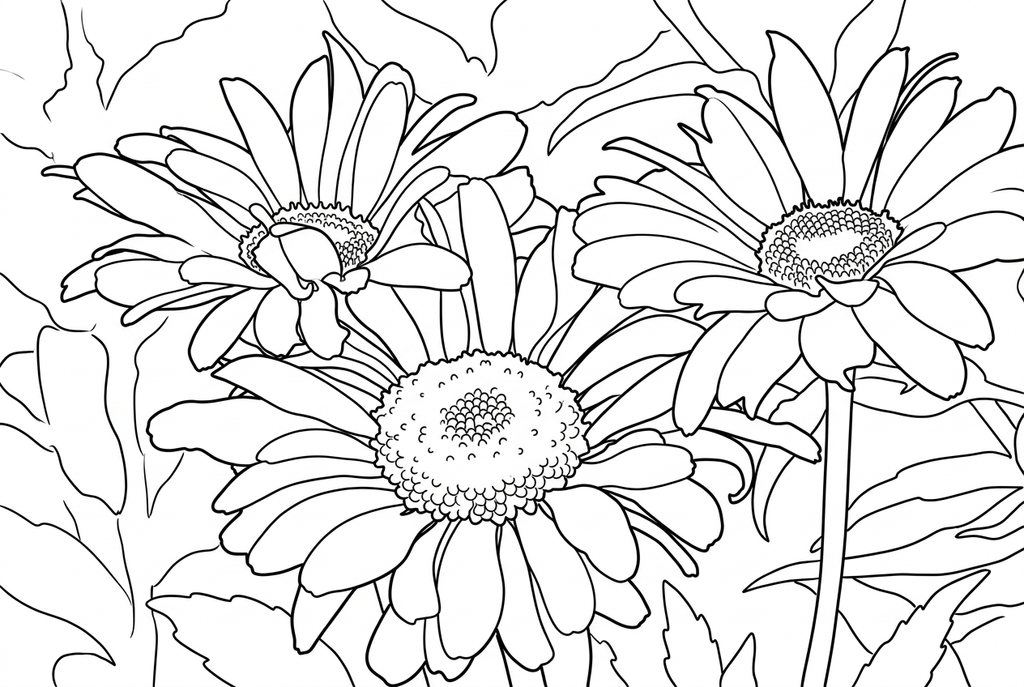 Classic · Simple detail · Standard lines · Keep background drawing of three flowers