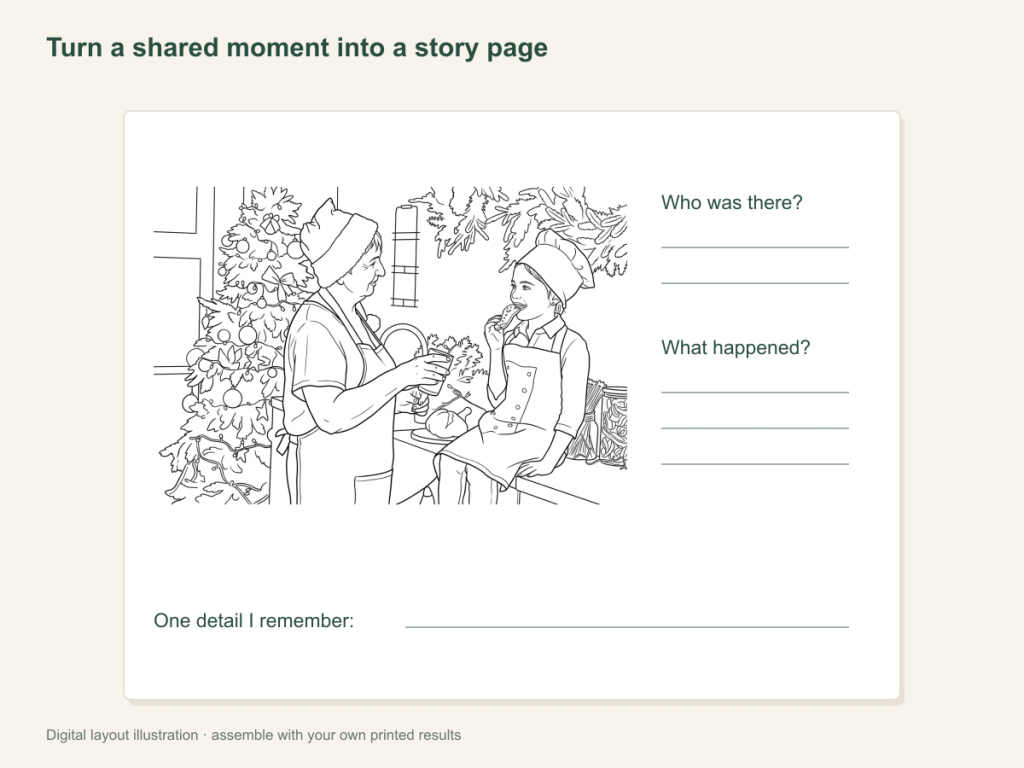 Turn a shared moment into a story page: paper activity layout