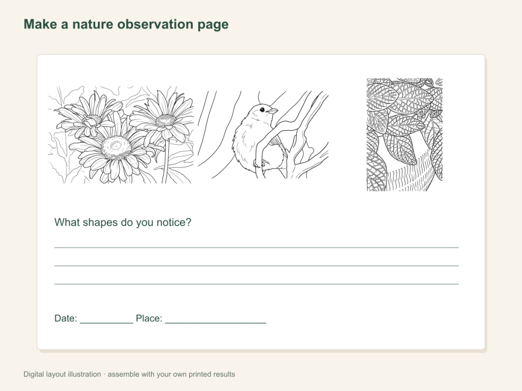 Make a nature observation page: paper activity layout