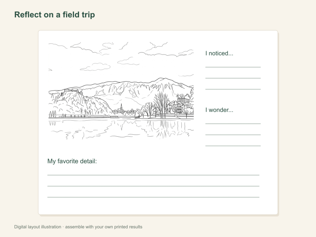 Reflect on a field trip: paper activity layout