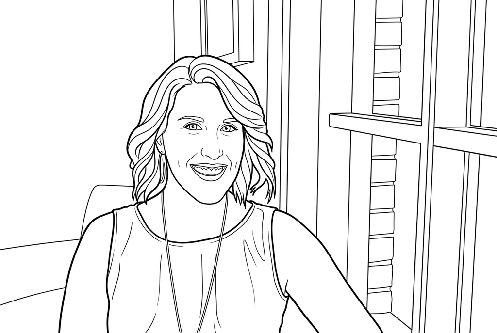 Real Classic Simple AI drawing of the smiling portrait with open blouse areas and window frames
