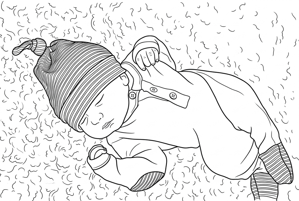 AI outlines of a sleeping baby