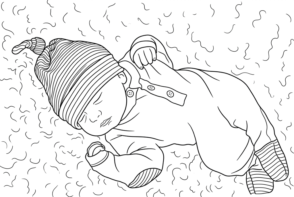 Classic · Simple detail · Standard lines · Keep background drawing of a sleeping baby