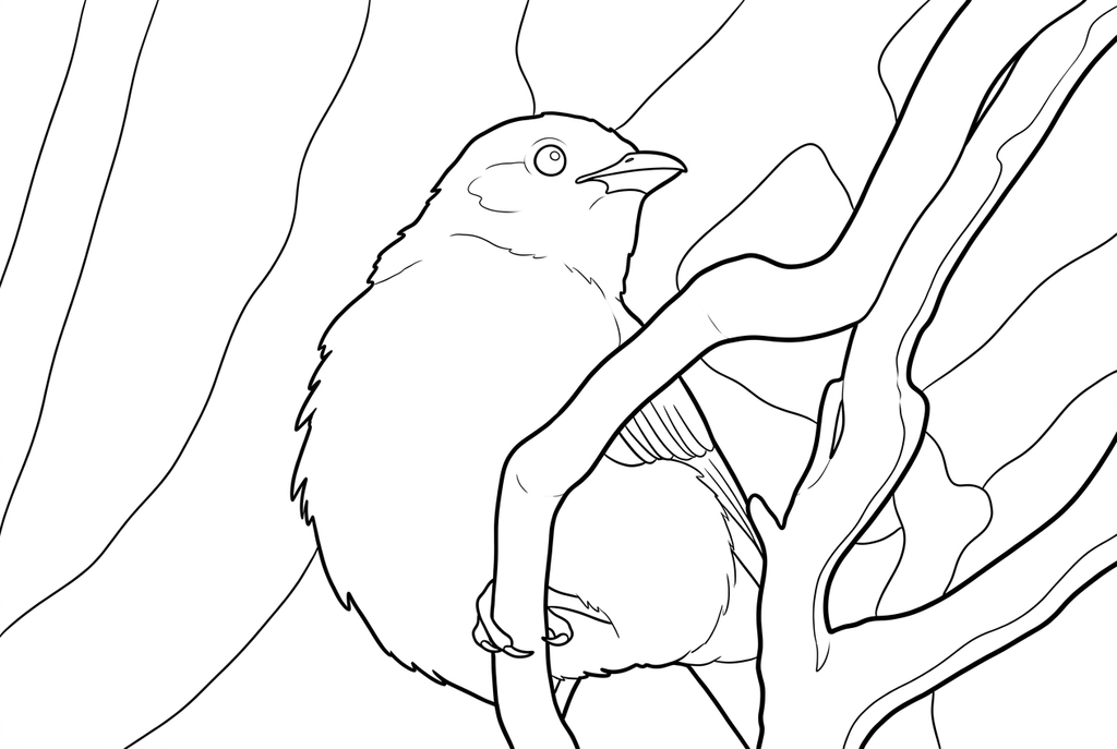 Real classic simple AI drawing of a perched bird