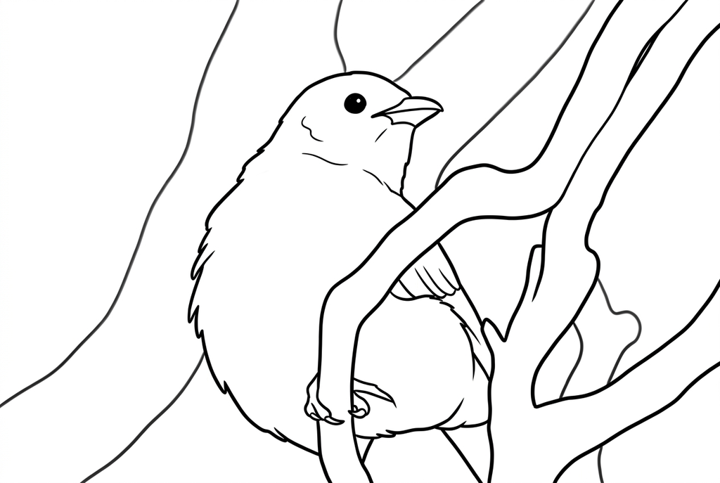 Classic · Simple detail · Standard lines · Keep background drawing of a perched bird