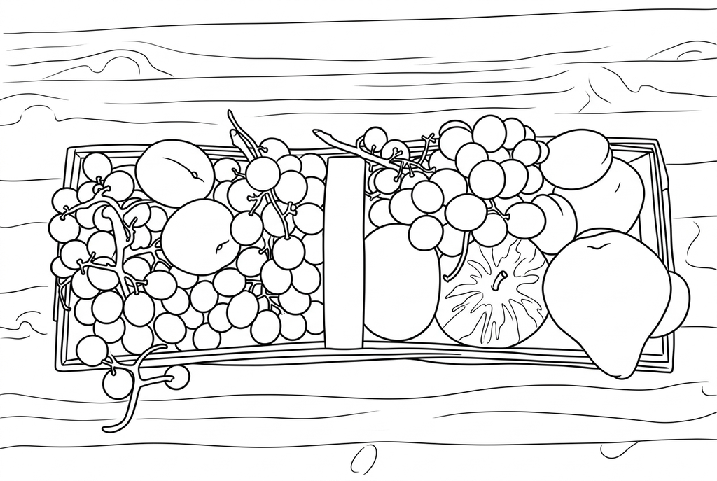 AI outlines of a mixed fruit basket