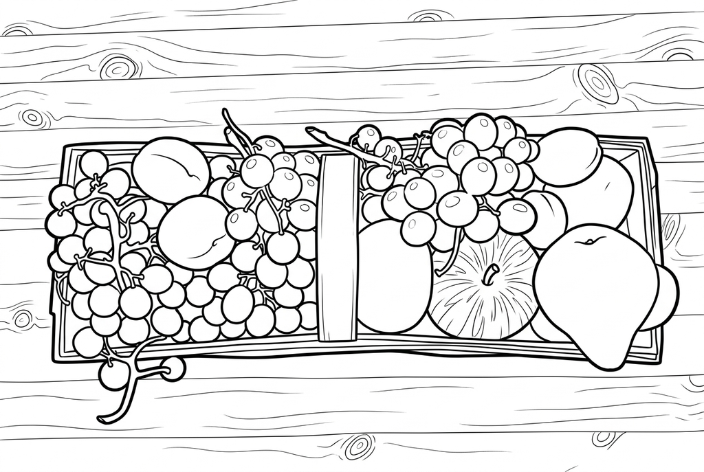 Real comic detailed AI drawing of a mixed fruit basket